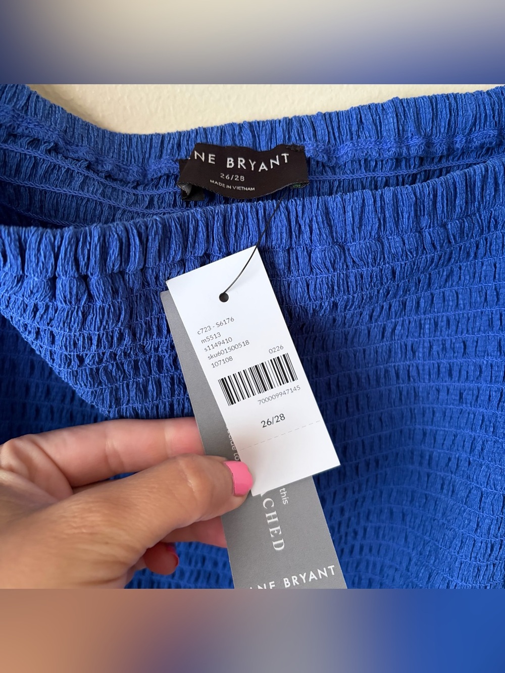 Lane Bryant | Smocked Tiered Midi Dress Flutter Sleeves Cobalt Blue 26/28 NWT - Picture 7 of 8